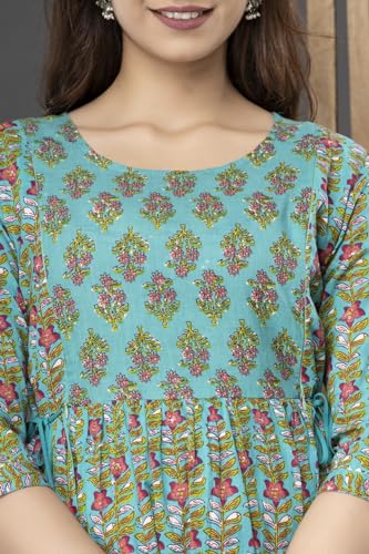 Image of Women's Cotton Floral Printed Maternity Dress Kurti with Feeding Zipper Maternity Gown for Women Feeding Dress