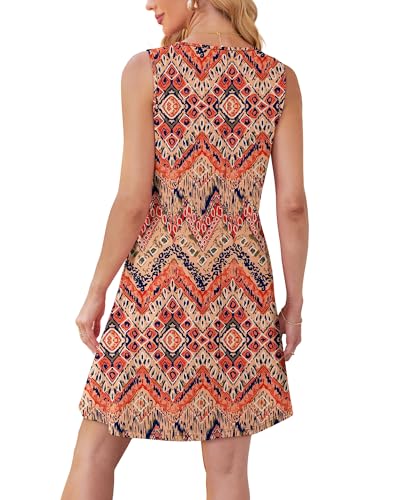 Image of OFEEFAN Womens Pleated Front Tank Dresses Fashion Spring Sleeveless Pockets Sundress Casual Summer