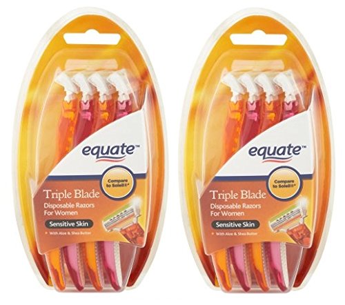 Amazon.com: Equate Triple Blade Disposable Razors for Women, 4 Ct (Pack ...