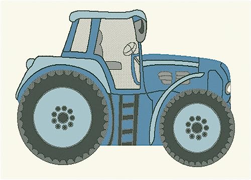 Livone Spielteppich Moderner Teppich Kinderzimmer Kinderteppich Traktor in blau Silber grau rot...