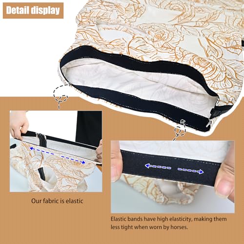 Image of Horse Slicker Hood with Zipper: Snug Fit, No-Ears Design, and Extra Large Eye Holes for Face, Shoulders, Mane, Chest, and Withers - Perfect for Show-M(Flower)