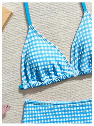 Image of RoseSeek Girl's Tie Dye Smocked 2 Piece Swimwear Sets Backless Halter Bikini Cute Brief Bathing Suit