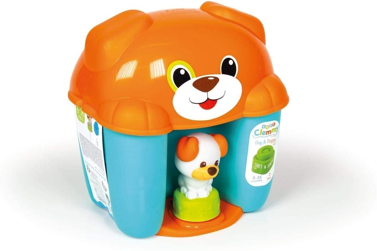 Clementoni 17294 Soft Clemmy Dog & Puppy Bucket For Babies And Toddlers, Ages 6 Months Plus