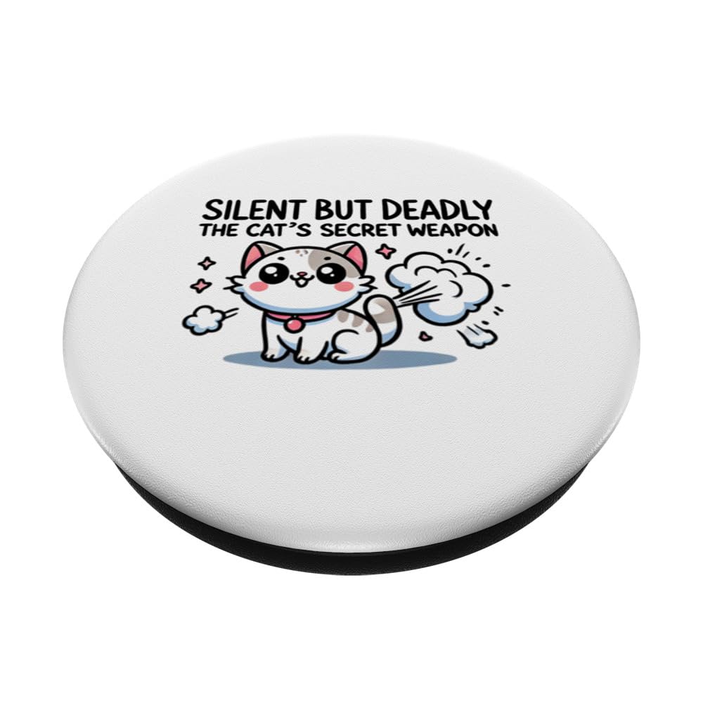 Silent But Deadly The Cat'S Secret Weapon PopSockets Swappable PopGrip, Black - Image 2