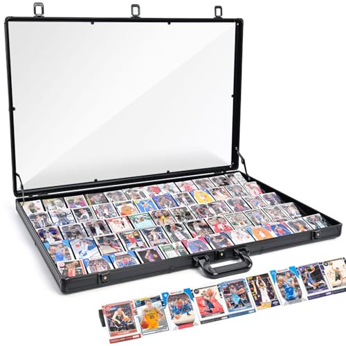 Trade Show Display Case 34x22 Large Aluminum Locking Tabletop Showcase for Trading Cards Sports Cards TCG Jewelry Lightweight & Portable for Exhibitions Conventions and Collectibles Black