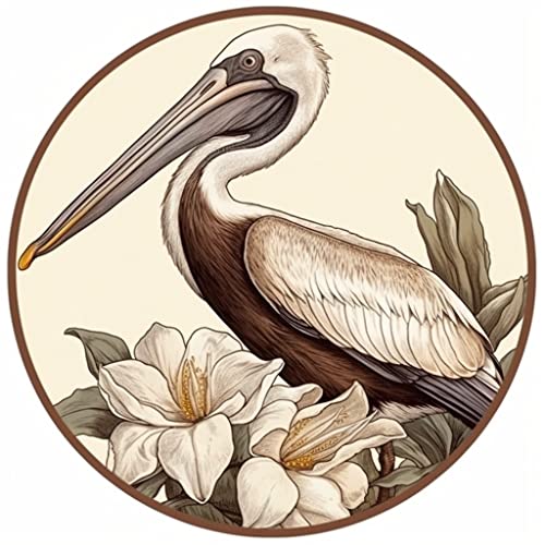 Image of Yoonek Graphics Louisiana Brown Pelican Bird Magnolia Flower Vinyl Decal Sticker for Car, Laptop, Tumbler, More. #008540-8