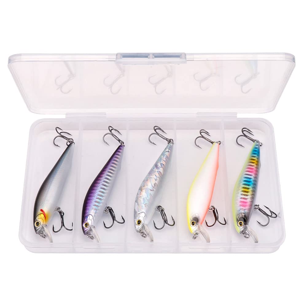 5pcs Negro Minnow Fishing Lure Set 90 mm 10g Wobblers de hundimiento for tuercos Luros Crankbaits Pesca Kit de Cebo Artificial (Color : 90mm 10g Seta)