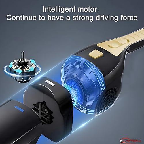 Image of DETACHI Car Vacuum Cleaner - Portable 2 in 1 Wet & Dry Cleaner for Car with High 6000PA Powerful Suction 12V DC for Deep Cleaning, HEPA Filter, Filter for Allergens, Cigarette Lighter Cord