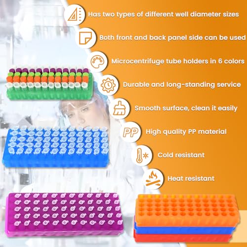 Labedit MICROCENTRIFUGE RACK Test Tube Centrifuge Holder Stand 60 Well For 0.5Ml-2Ml Microcentrifuge Tubes, Tube Rack Made Of Pp thumb #4