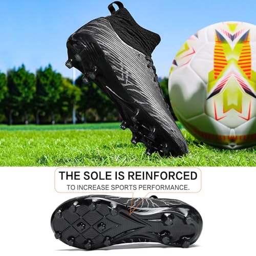 Image of Soccer Cleats for Mens Womens High Tops Lace Up Unisex Football Shoes Indoor Turf Soccer Shoes AG FG TF for Beginners to Advanced Players