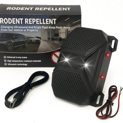 Image of Ultrasonic Rat Repellent for Car & Home | Smart Rodent Control Device with LED Flash, 3 Power Modes & Waterproof Design | Protects Engine, Wires & Garage