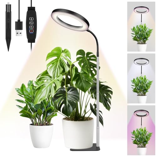 APXEL Lampara de Crecimiento, 72 LED Lámpara de Plantas, Lámparas de Planta de Espectro Completo con Base, 10 Brillos 3 Modos con 30 165cm Altura Ajustable [Clase de Eficiencia Energética F]