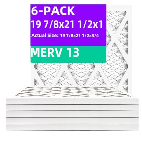 Qingzhug 19 7/8x21 1/2x1 MERV 13 (6-Pack) Pleated Air Filter (Actual Size: 19 7/8x21 1/2x3/4) MPR 1900 & FPR 10 Furnace Air Filters 19 7/8x21 1/2x1 air filter