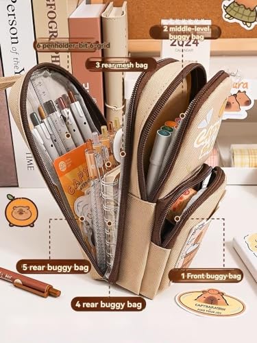 Image of Big Capicacity Kapibara Capybara Cartoon Pencil Case Cute Aesthetic Pen Holder Pencil Pouch Box Pen case (version1)
