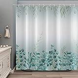GCIREC Spring Eucalyptus Shower Curtain, Sage Green Botanical Tropical Leaves Plants Bathroom Curtain for Bathtub Decor Waterproof Fabric Machine Washable with 12 Hooks