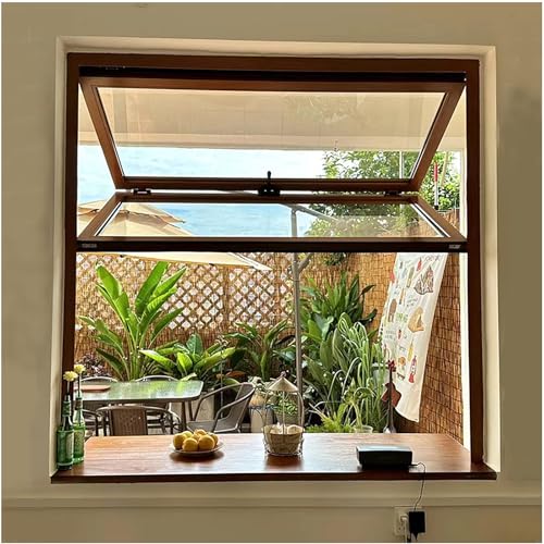 Folding Concession Serving Window with Reinforced Glass & Locks, Customizable Aluminum Mobile Home...