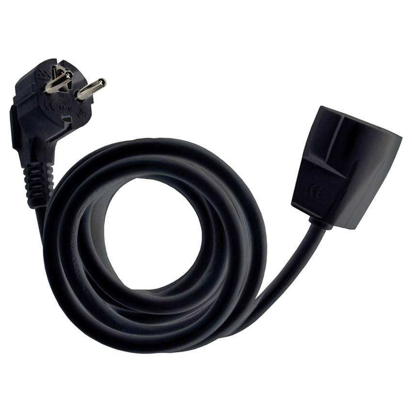 Tuyau de rallonge 3 x 1,5 mm, 7 m, Noir, idéal pour Les connexions électriques et Outils, Offre flexibilité et résistance