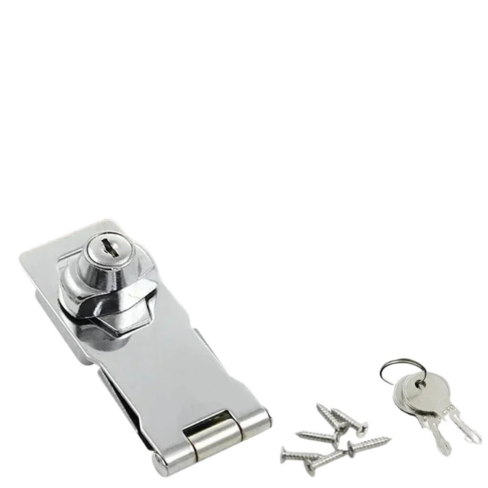 2 Pcs Staple with Keys Padlock Cupboard Shed Garage Lock Office Cabinet Security Hardware Locking Hasp Heavy Duty for Doors(2.5inch)