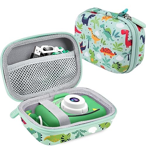 LeayjeenKids Camera Case Compatible with Goopow/Mgaolo/HOOMOON/Hangrui Kids Camera Toys and KIids Digital Video Camcorder Camera,Best Birthday Festival Gift -Green Dinosaur(Case Only)