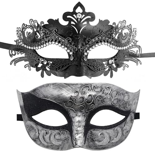Image of Coddsmz Couple Masquerade Mask Set - Venetian & Mardi Gras Mask for Women & Men