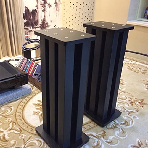 Feet Speaker Stand Speaker Stand, Bookshelf Audio Rack, Can Be Filled with Sand Solid Wood Metal Iron Surround Floor Stand (Color : Black, Size : 21 * 27 * 65cm)