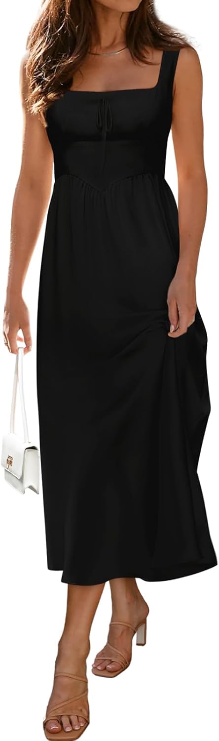 Women's Floral Corset Dress 2025 Summer Sleeveless A Line Bustier Midi Milkmaid Dress Flowy Cottagecore Sundresses