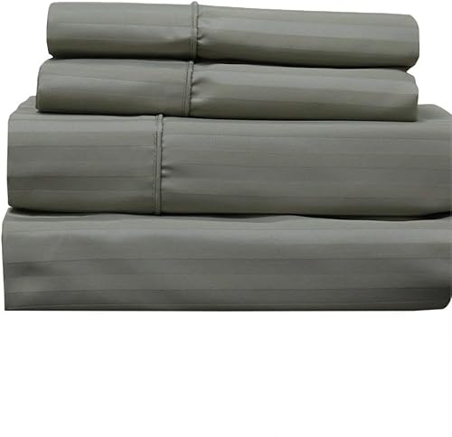 Juego de sábanas de mezcla de algodón, no se arrugan, 650 hilos, rayadas, Algodón, Verdesalvia, King