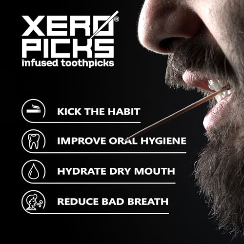 Image of Xero Picks Infused Flavored Toothpicks to Help Quit Smoking - Nicotine Free - 60 Picks (3 Packs) (Hot Cinnamon) Non-GMO Kosher Vegan