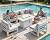 NICESOUL® 7 Pieces Extra Large Aluminum Patio Furniture Set with Fire Pit Table 43" Propane Natural Gas Convertable, 29'' Depth Outdoor Luxury Conversation Sofa Set with Firepit White Gray Color