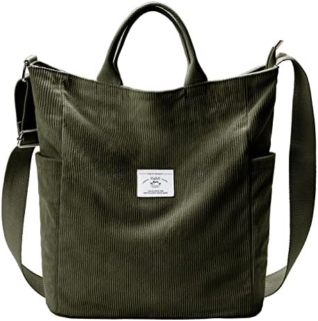 KALIDI Damen Handtasche Cord Shopper Schultertasche Casual Umhängetaschen Groß für Schule Arbeit Alltag Einkauf