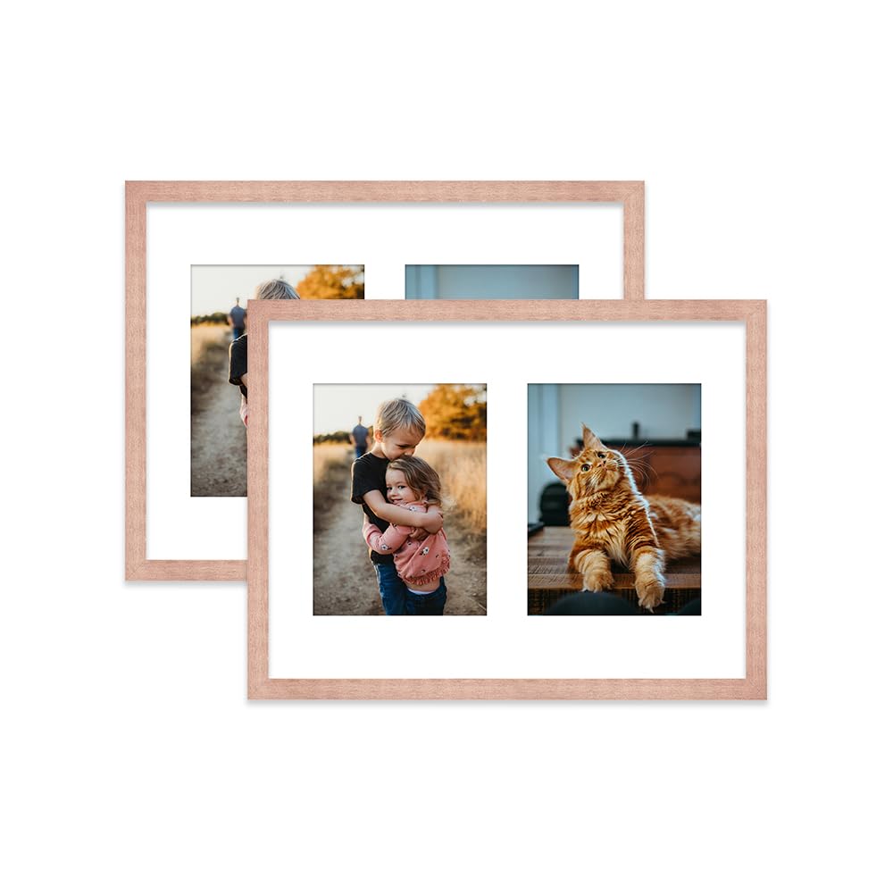 Bronze Multi Photo Frame - Holds 2 x 8x6 Pictures, Family Collage Picture Frame for Wall Display, 16x12 Frame size, Set of 2