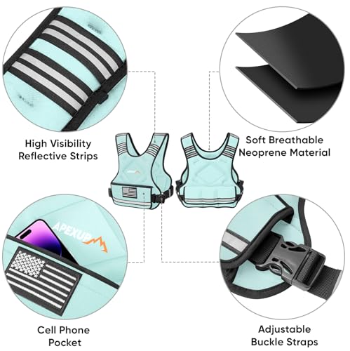 Image of APEXUP Adjustable Weighted Vest, 4-10lb /12-18lb /20-32lb Vest with 6 Ironsand Weights and Large Pocket, Weight Vest for Men Women Strength Training, Running, Walking