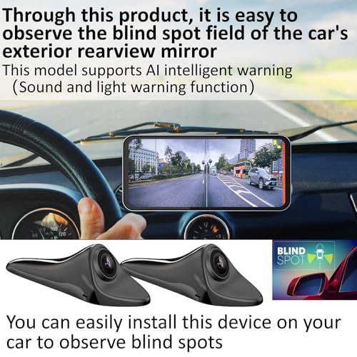 Image of car Blind spot Camera paired with car Blind spot Display System, Blind spot Driving Recorder, BSD Blind spot Warning Assistance, Blind spot Monitoring BSM, Camera Monitoring System CMS (Black)