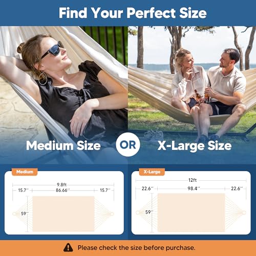 Image of SUNCREAT Camping 2 Person Canvas Hammock, Double Travel Hammock, 475 lbs Capacity, Natural