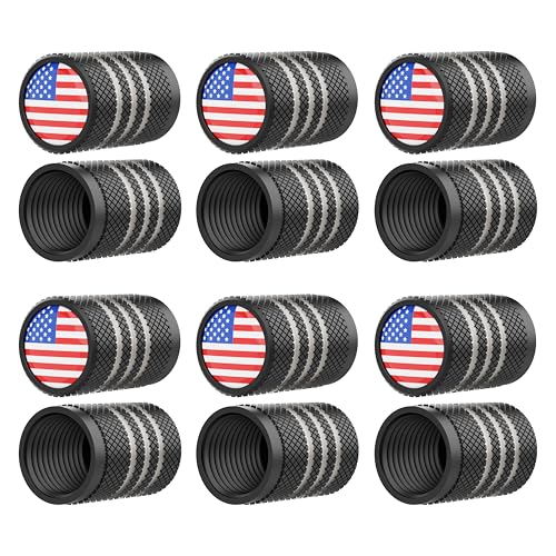 Tire Valve Stem Caps-12 Pack Color Flag,Anodized Aluminum with Rubber Ring Inside Corrosion Resistant and Leak-Proof,Universal Dustproof Stem Covers for Cars,Trucks,Bikes,Motorcycles,Bicycles.