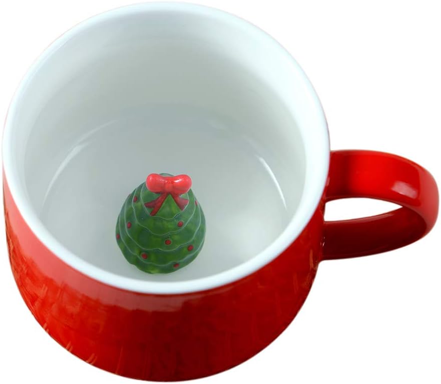 3D Christmas Coffee Mug (Santa Claus And Christmas Tree)350ML Ceramic Milk Cup,Couple Mug, Best Cup And Christmas Gift (Christmas Tree)