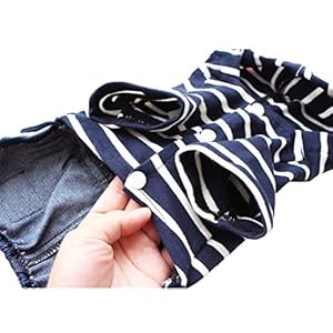   Pet-Denim-Stripe-Jumpsuit-Dog-Clothes-Adorable-Puppy-Jeans-Pet-Coat-for-Small-Medium-Dog-Apparels-Dog-Hoodies-Coat-Machine-Washable-XS-Weight-23lb-Chest-11-Blue