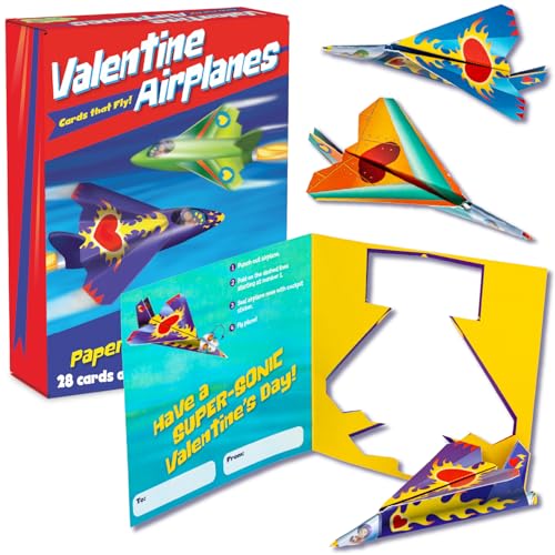 Peaceable Kingdom Valentine's Day Gift for Kids, Fun Party Favors for Classroom, Goodie Bag Stuffers - Paper Plane Valentine