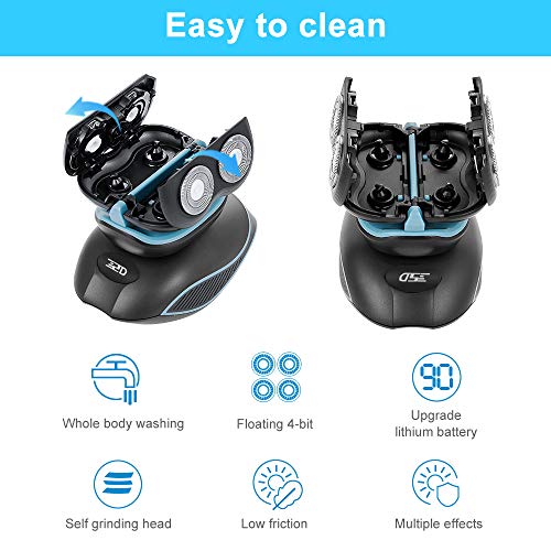 Head Shavers for Bald Men,ANSGEC Mens Electric Shaver 5D Floating Deep Clean Electric Razor with Hair Clipper,Nose Hair Trimmer & Facial Cleansing Brush,IPX7 Waterproof Cordless Mens Shaving Kit