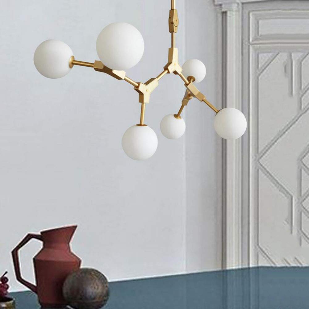 Lampa sufitowa, regulowana, nordycki nowoczesny żyrandol, 6 świateł, wisząca lampa z połowy wieku, żelazna lampa sufitowa, do kuchni, jadalni, salonu, złoty, 8 świateł T-256 (złoty, 8