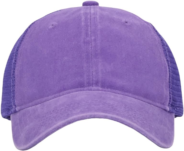 Image of Washed Cotton Trucker Hat, Soft Mesh Baseball Cap with Adjustable Snapback