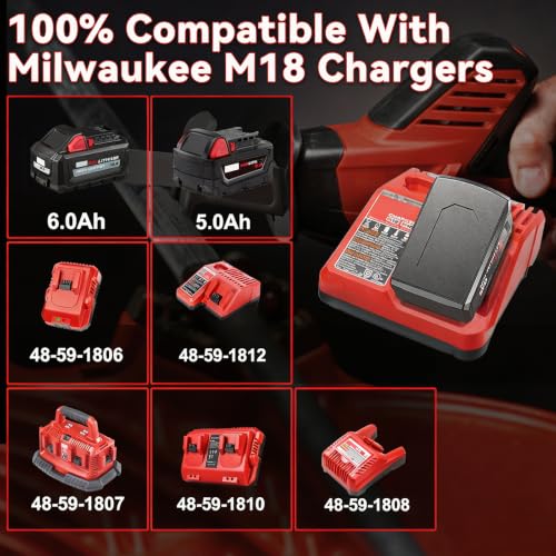 Image of 2Pack 8.0Ah Replacement for Milwaukee M18 Battery Charger Kit 18V Batteries Compatible with 18 Volt 8-11-1810 48-11-1815 48-11-1820 48-11-1850 48-11-1828 48-11-1860 Cordless Power Tools