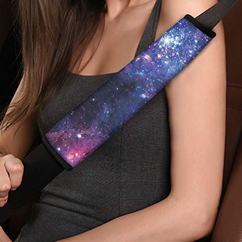 AFPANQZ 2-Pack Fanky Nebula Galaxy Car Seat Belt Pads Covers Harness Shoulder Straps Pad Cushion Safety Seatbelt Pillow Cover for Adults Comfortable Driving Adjustable Universal Fit Blue Purple