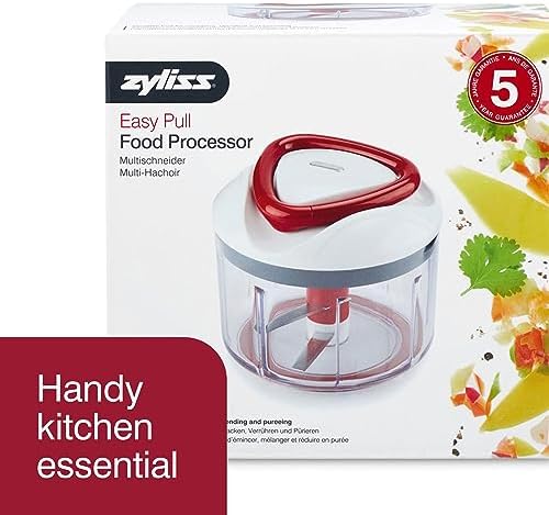 Zyliss Easy Pull Food Processor & Manual Food Chopper - Vegetable Slicer & Dicer - Hand-Operated Salad Veggie Chopper - Kitchen Essentials
