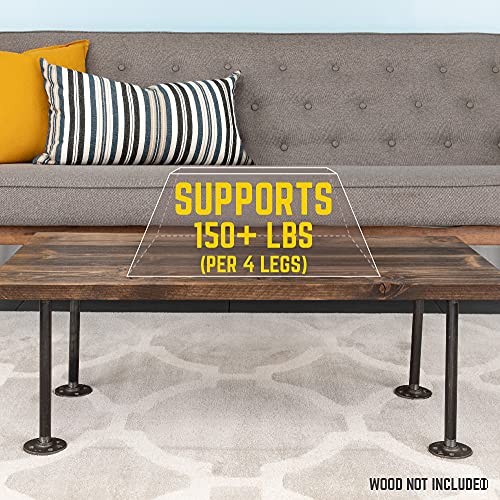 Pipe Decor Rustic Industrial Table Legs,Authentic Industrial Steel Grey Iron Fittings, Flanges And Pipes For Custom Vintage Tables And Furniture Decorations, Diy Kit With Hardware, (12-Inch) #TOP2