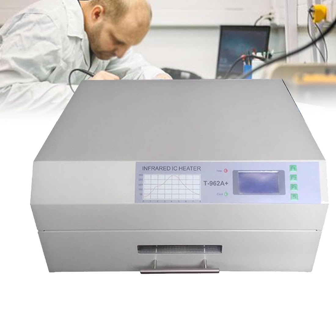 XNXYSMKJ Automatic Reflow Oven,Hot Air Circulation,Infrared Heater Soldering Machine for PCB Board SMD SMT BGA Rework Station Tool,Versatile functionality (962a+)