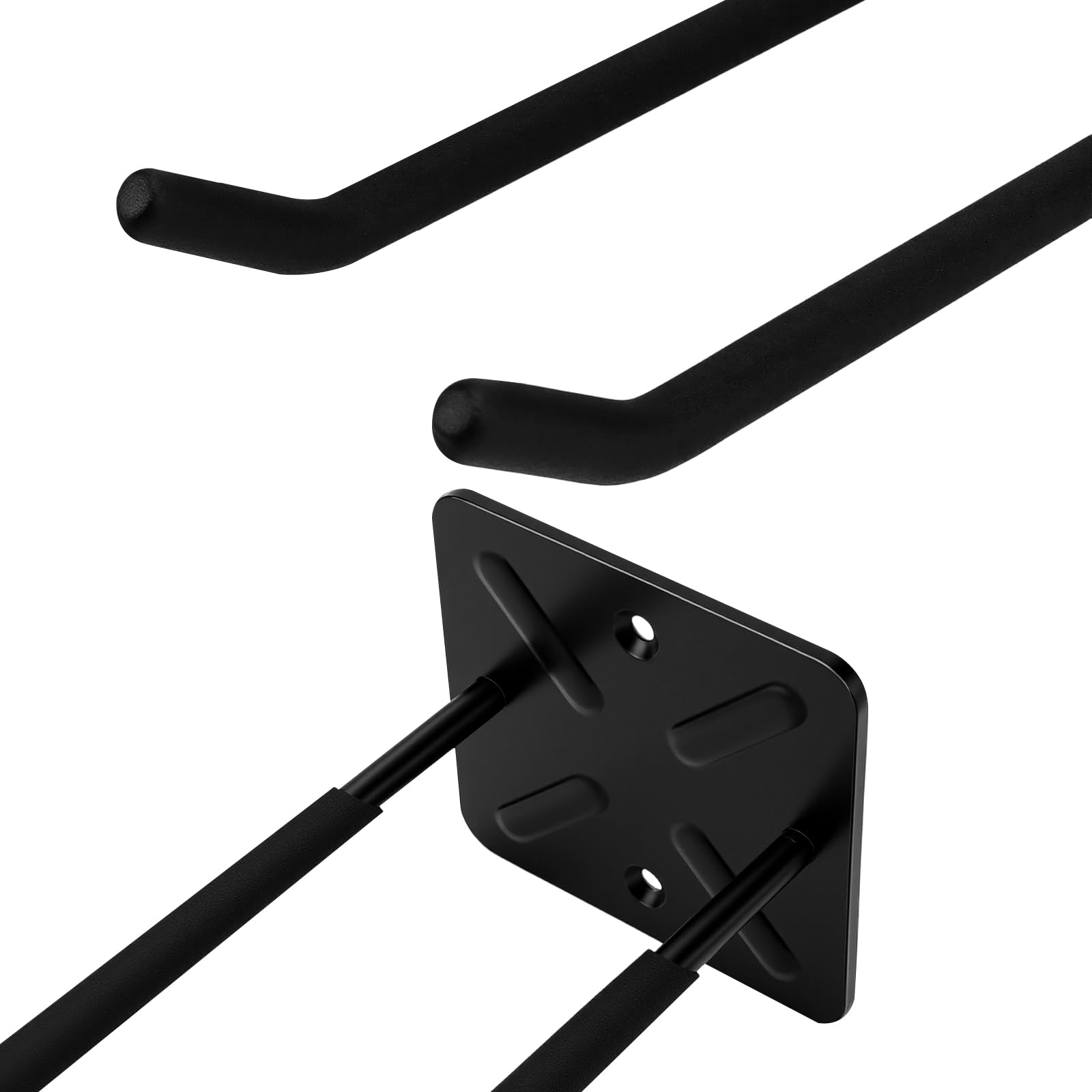 Ganci Doppi da Parete per Garage, 4 Pezzi, Porta Pneumatici e Attrezzi da Giardino, Ferro Nero 31 cm, Portata 45 kg