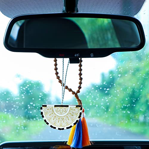 Image of Car Air Freshener Auto Perfume Car Decor Accessory Wood Scent Essential Oil Aroma pendant for Car Mirror Hanging Car Interior Diffusers Exclusive gifts (1 pcs, SANDALWOOD-FRAGRANCE)