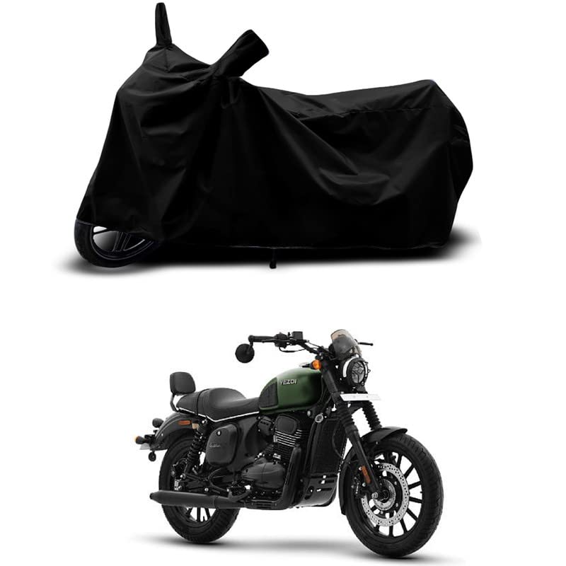 Image of 100% Scratchproof /UV-Rays /Heat Protection /Birds Dropping /Water Resistant /Dust Proof /Waterproof /Bike Scooty Two Wheeler Body Cover Compatible for Yezdi Roadster Hunter All Varients[Black]