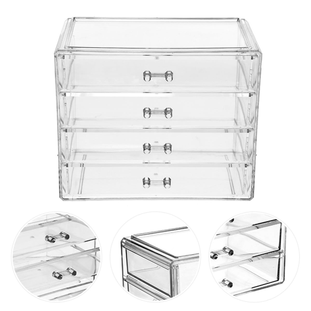 Caja de Almacenamiento de Maquillaje Transparente Organizador de Escritorio de Acrílico para Cosméticos Joyas y Accesorios de Belleza Diseño Apilable para Tocador Moderno